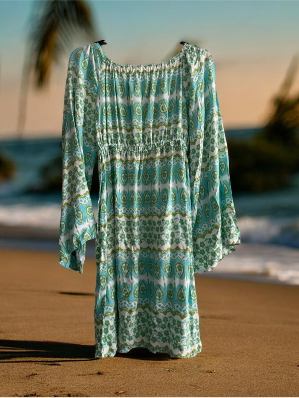 Angela Moore Green and White Patterned Dress
